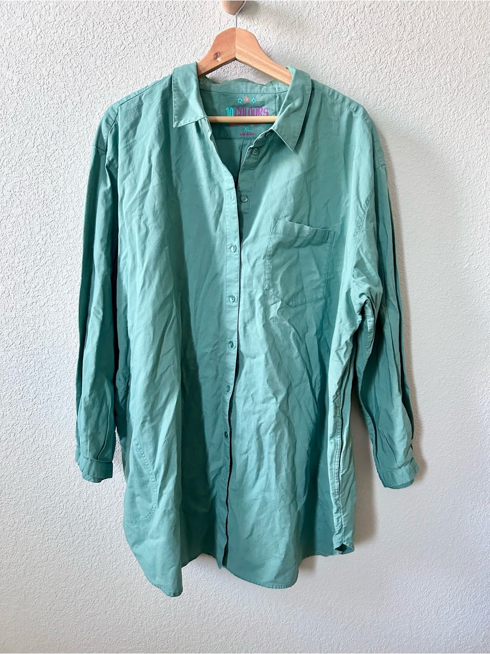 Gudrun Sjoden 10 Colours Button Front Shirt Size XL 100% Cotton Green
